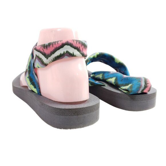 Skechers Womens Size 9 Gray Sandals With Multicolor Patterned Fabric Straps - Picture 3 of 7